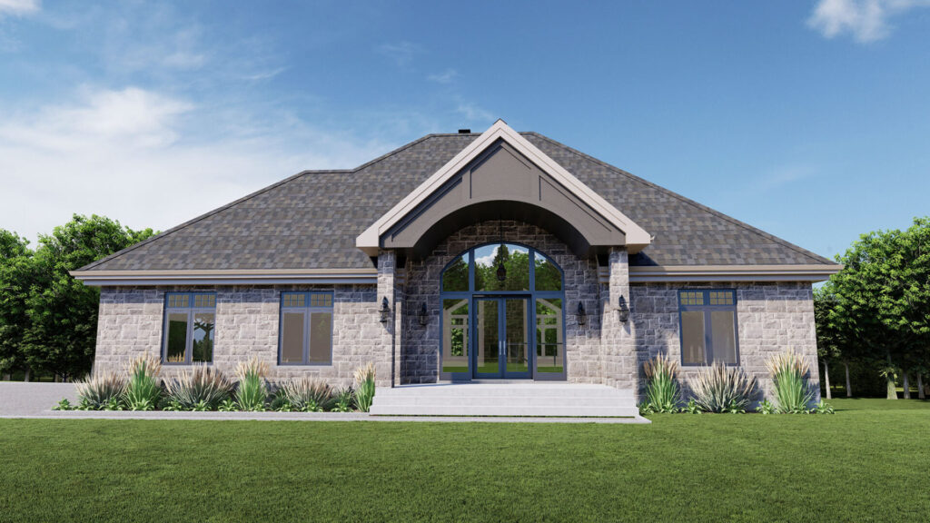Modèle de maison traditionnelle moderne conçu par TEKpur — projet P & H à Sainte-Croix, hall d'entrée monumental